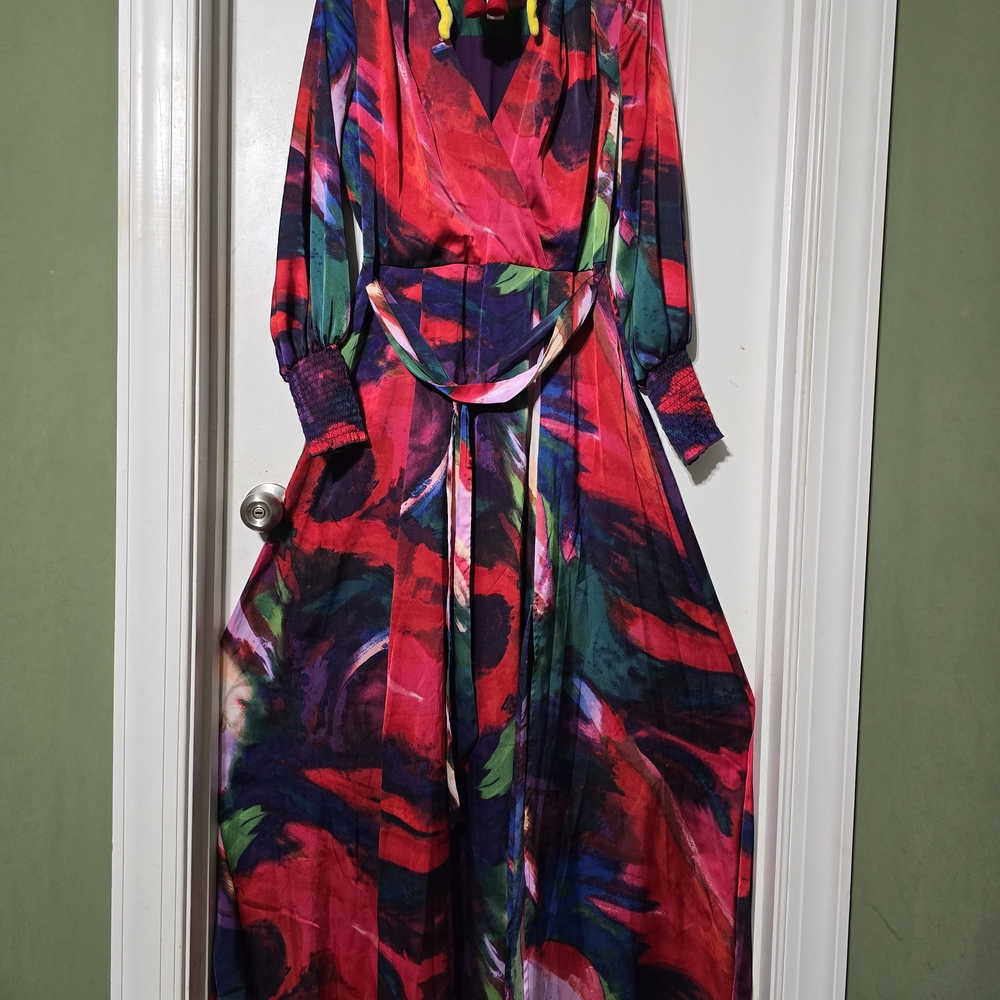 NY Collection Vibrant Floral Long Sleeve Dress
